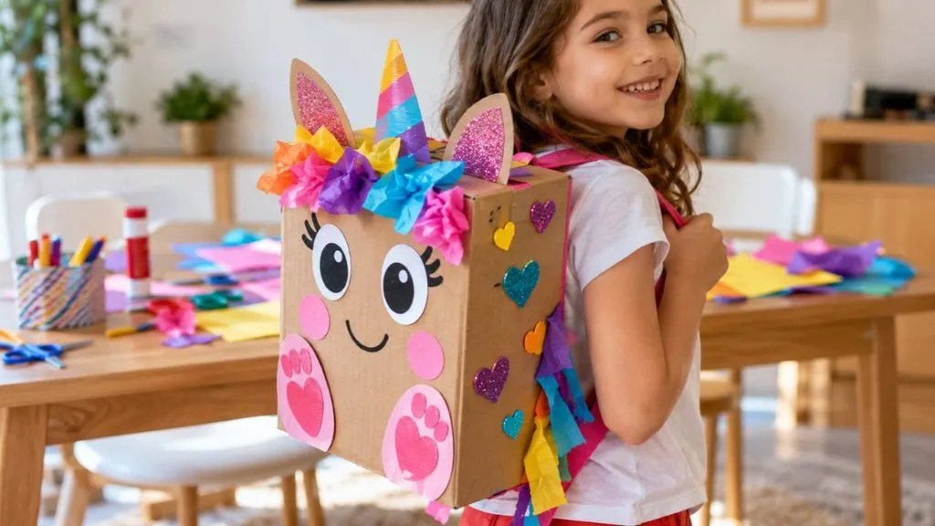 Mochila maluca fofa com caixa de sapato de unicornio
