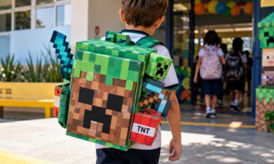 mochila maluca mine 1 - Mochila maluca com tema Minecraft é aposta certeira para a Semana da Criança nas escolas.