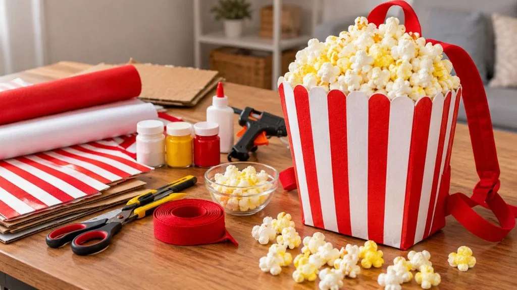 Materiais para fazer mochila maluca de pipoca