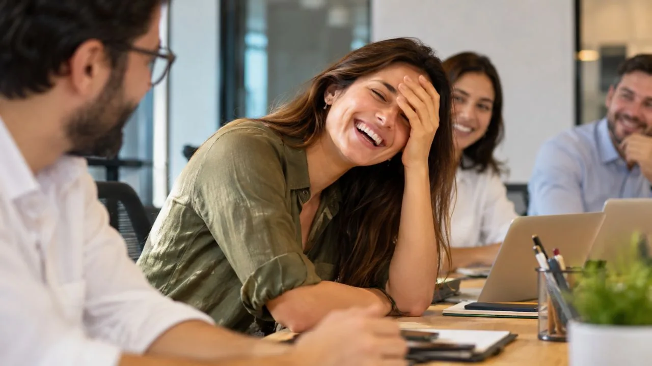 mulher risada trabalho - Rir de si mesma o tempo todo tem um preço: veja os 3 hábitos no escritório que fazem colegas pararem de te levar a sério
