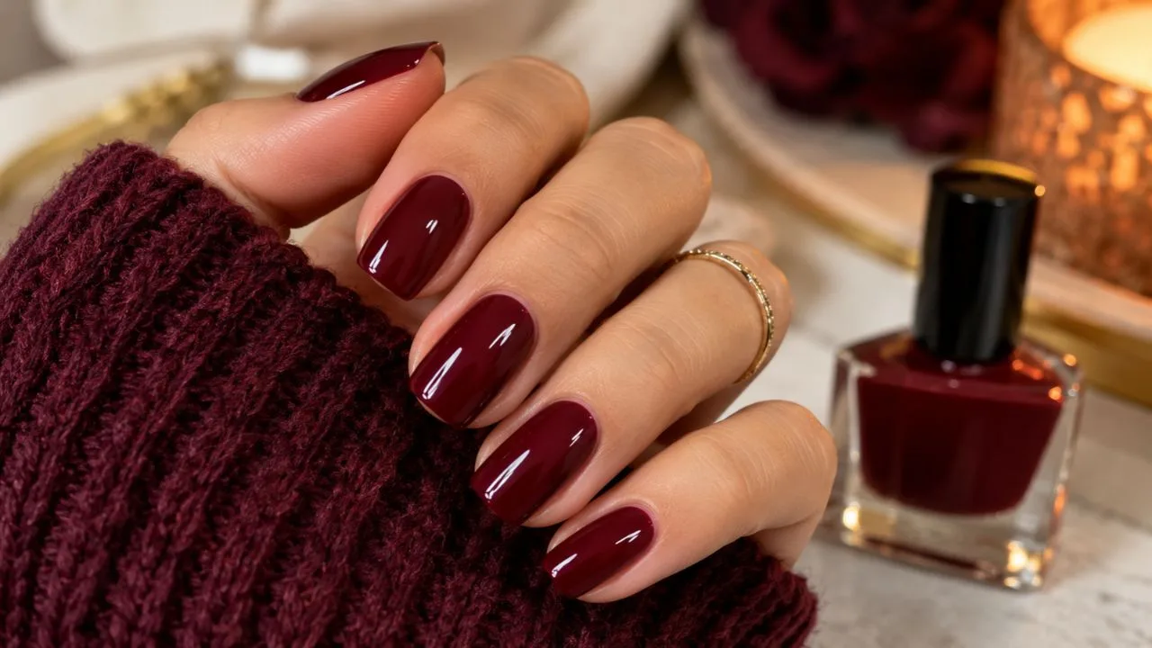Ideias de unhas elegantes
Unha vermelho profundo
